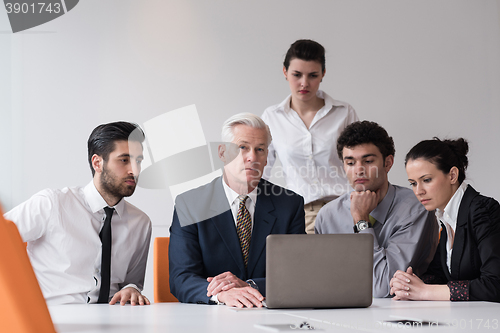 Image of business people group on meeting at modern startup office