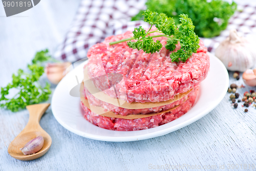 Image of raw burgers