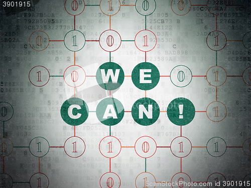 Image of Finance concept: We Can! on Digital Data Paper background