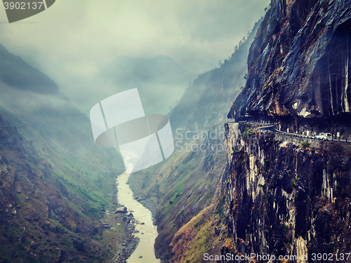 Image of Car on road in Himalayas