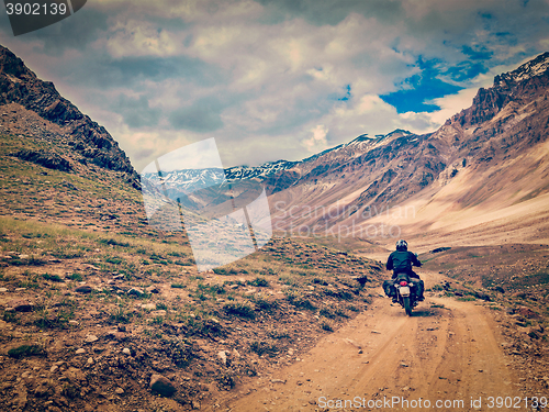 Image of Bike on mountain road in Himalayas