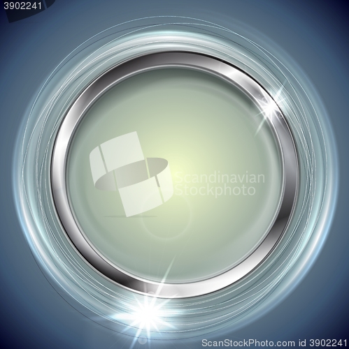 Image of Bright shiny background with metal circle frame