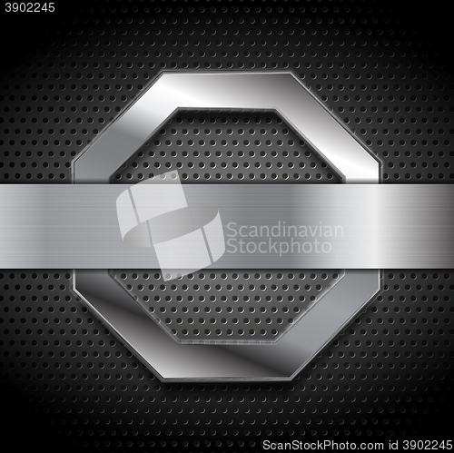 Image of Abstract tech background with metallic octagon shape