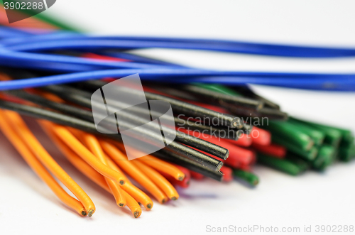 Image of Colored electrical cables and wires