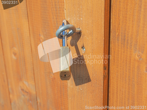 Image of Padlock on a wood door