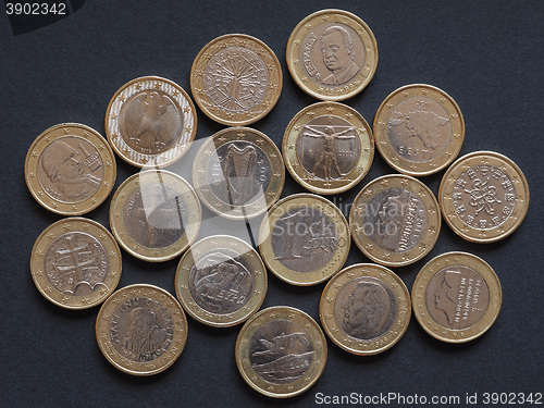 Image of Euro coins of many countries