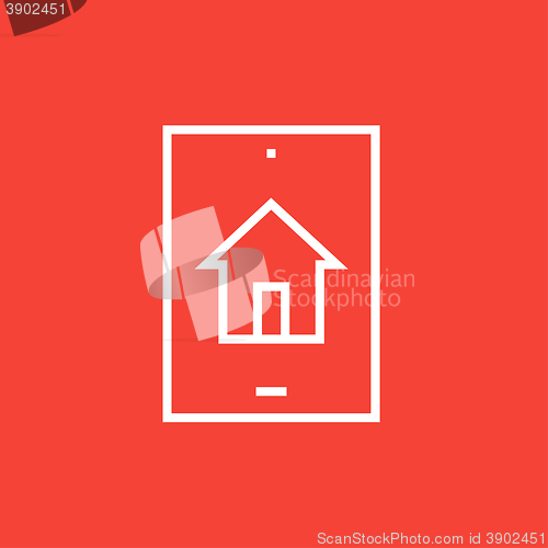 Image of Property search on mobile device line icon.