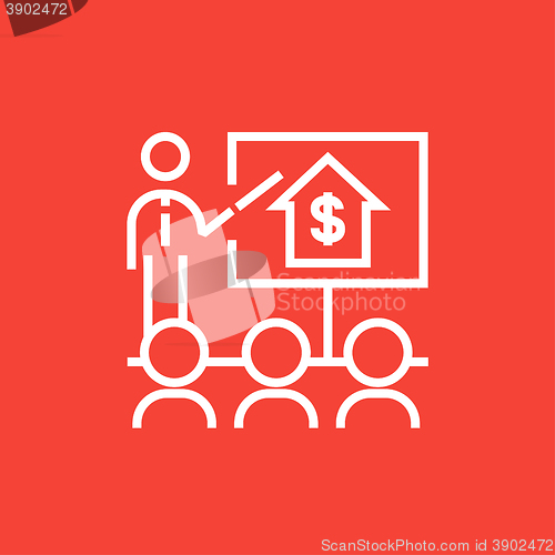 Image of Real estate training line icon.