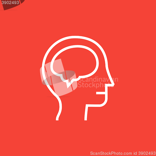 Image of Human head with brain line icon.