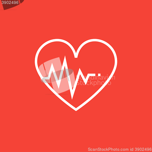 Image of Heart with cardiogram line icon.