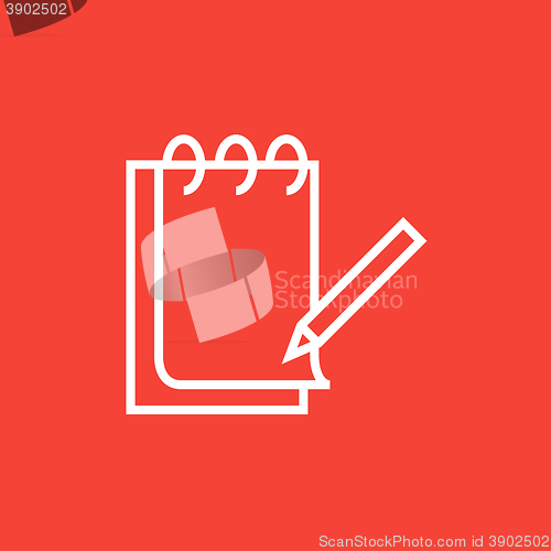 Image of Notepad with pencil line icon.