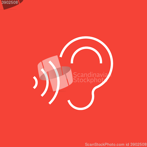 Image of Ear and sound waves line icon.