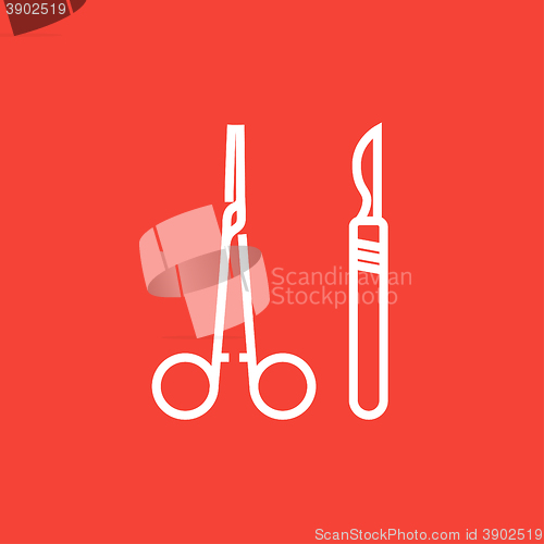 Image of Surgical instruments line icon.