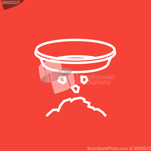 Image of Bowl for sifting gold line icon.