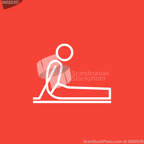 Image of Man practicing yoga line icon.