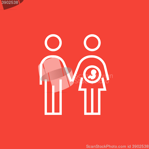 Image of Husband with pregnant wife line icon.