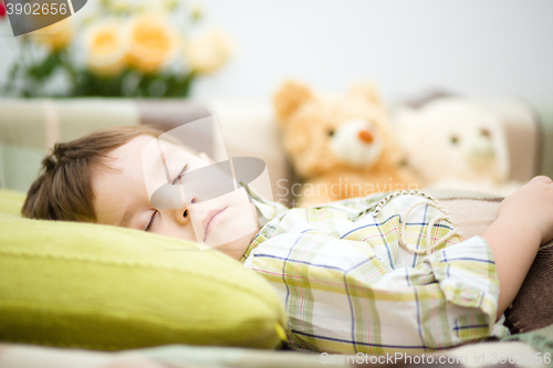 Image of Cute little boy is sleeping