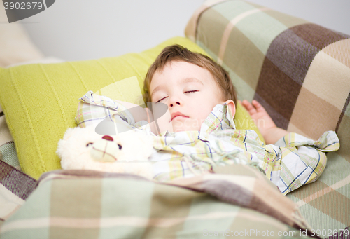 Image of Cute little boy is sleeping