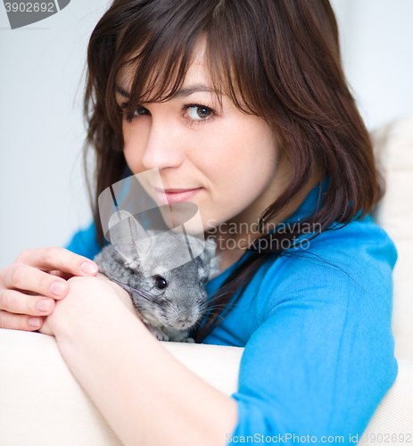 Image of Woman with chinchilla