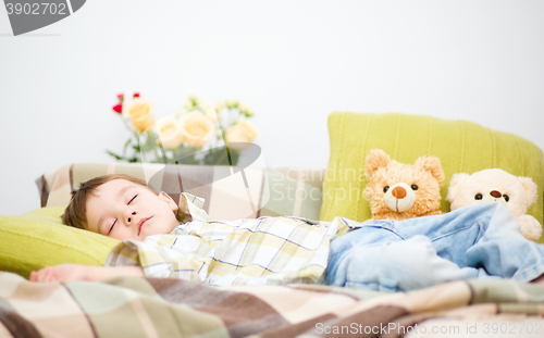 Image of Cute little boy is sleeping