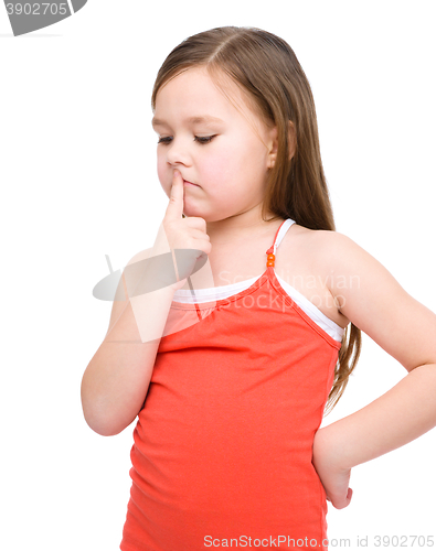 Image of Little girl is thinking about something