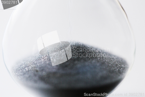 Image of close up of hourglass with black sand