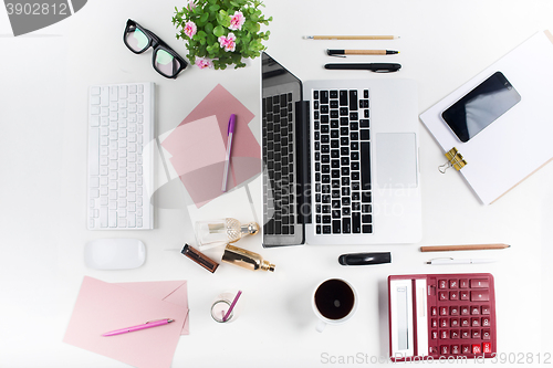 Image of Workplace at the office. Technology.