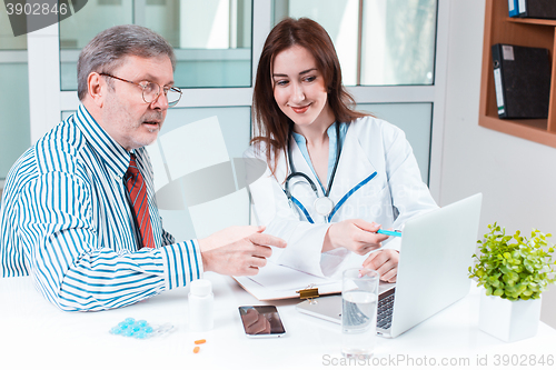 Image of The patient and his doctor in medical office