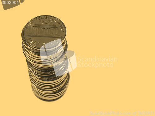 Image of Dollar coins 1 cent wheat penny cent - vintage
