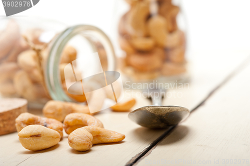 Image of cashew nuts on a glass jar 