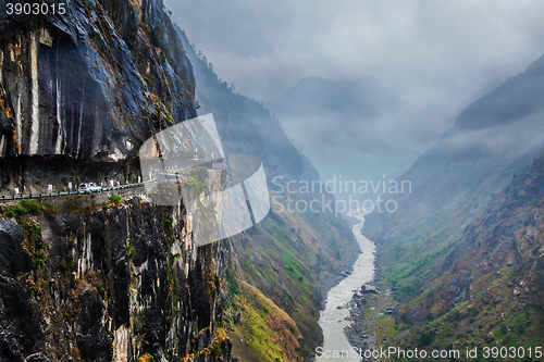 Image of Car on road in Himalayas