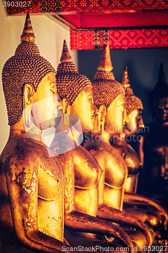 Image of Sitting Buddha statues, Thailand