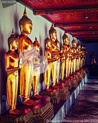 Image of Sitting Buddha statues, Thailand