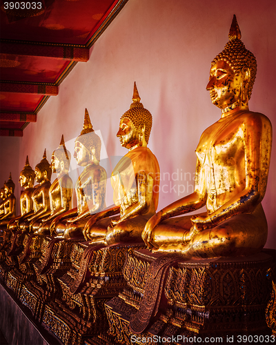 Image of Sitting Buddha statues, Thailand