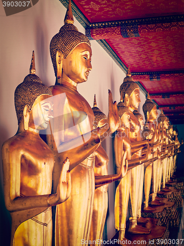 Image of Sitting Buddha statues, Thailand