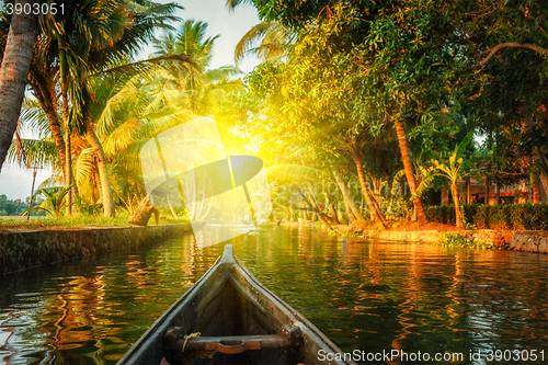 Image of Canoe in Kerala backwaters