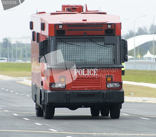 Image of Red police truck