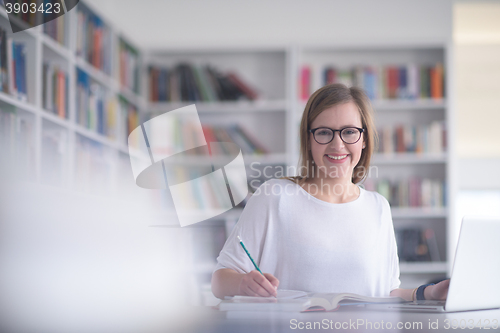 Image of student study in library