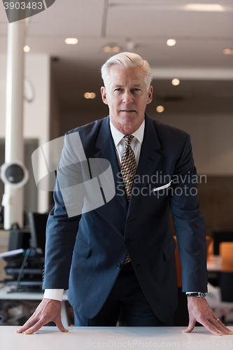 Image of portrait of handsome senior business man at modern office