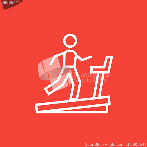 Image of Man running on treadmill line icon.