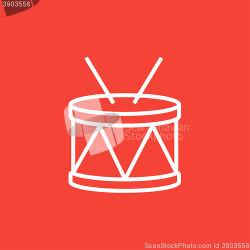 Image of Drum with sticks line icon.