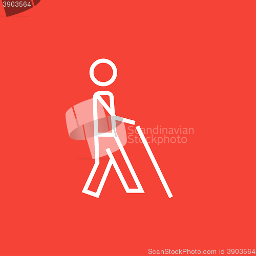 Image of Blind man with stick line icon.