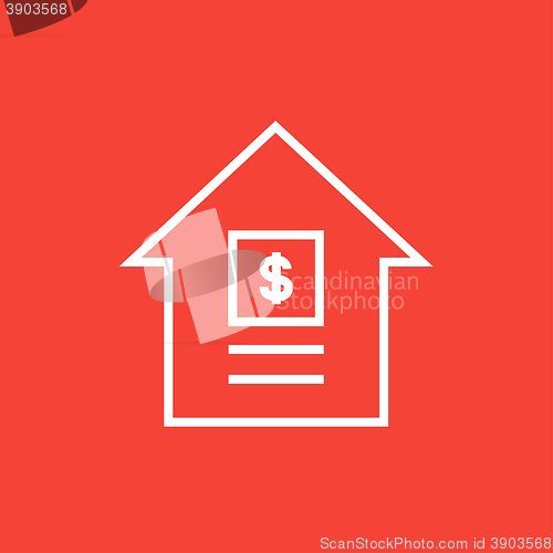 Image of House with dollar symbol line icon.