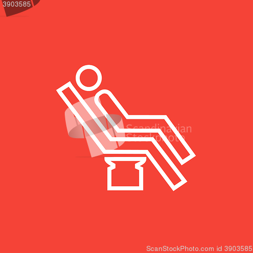 Image of Man sitting on dental chair line icon.
