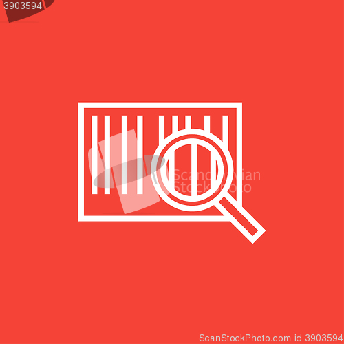 Image of Magnifying glass and barcode line icon.