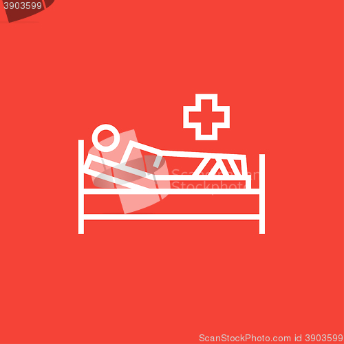 Image of Patient lying on bed line icon.