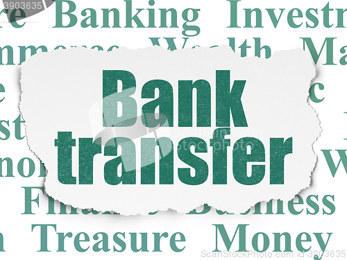 Image of Money concept: Bank Transfer on Torn Paper background