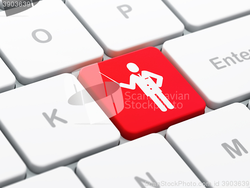 Image of Education concept: Teacher on computer keyboard background