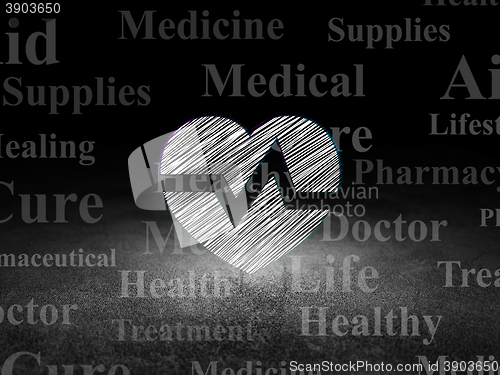 Image of Healthcare concept: Heart in grunge dark room