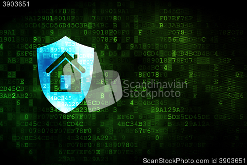 Image of Finance concept: Shield on digital background